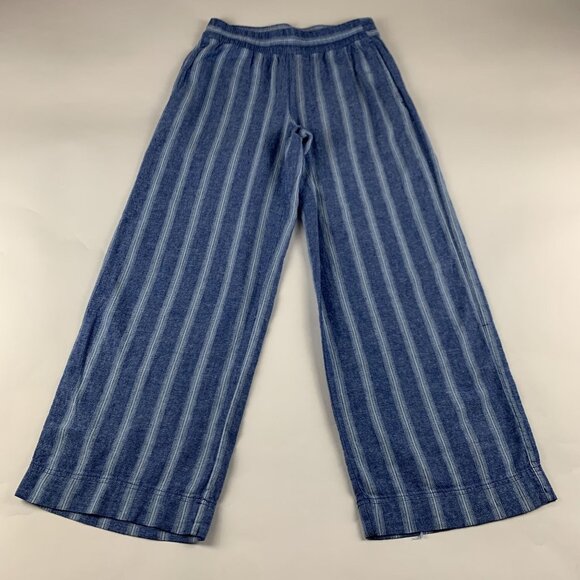 Old Navy Blue Multi Stripe Linen Blend Wide Leg Lounge Pant S - Picture 1 of 7